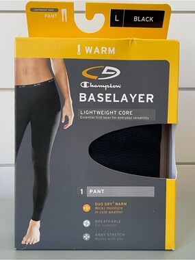 Champion Black Lightweight Baselayer Pants long underwear breathable